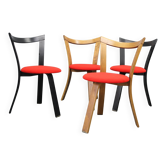 4 chaises en bois, années 1970