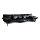 Canapé trois places Diesis en cuir noir, conçu par Antonio Citterio pour B&B Italia, années 1970