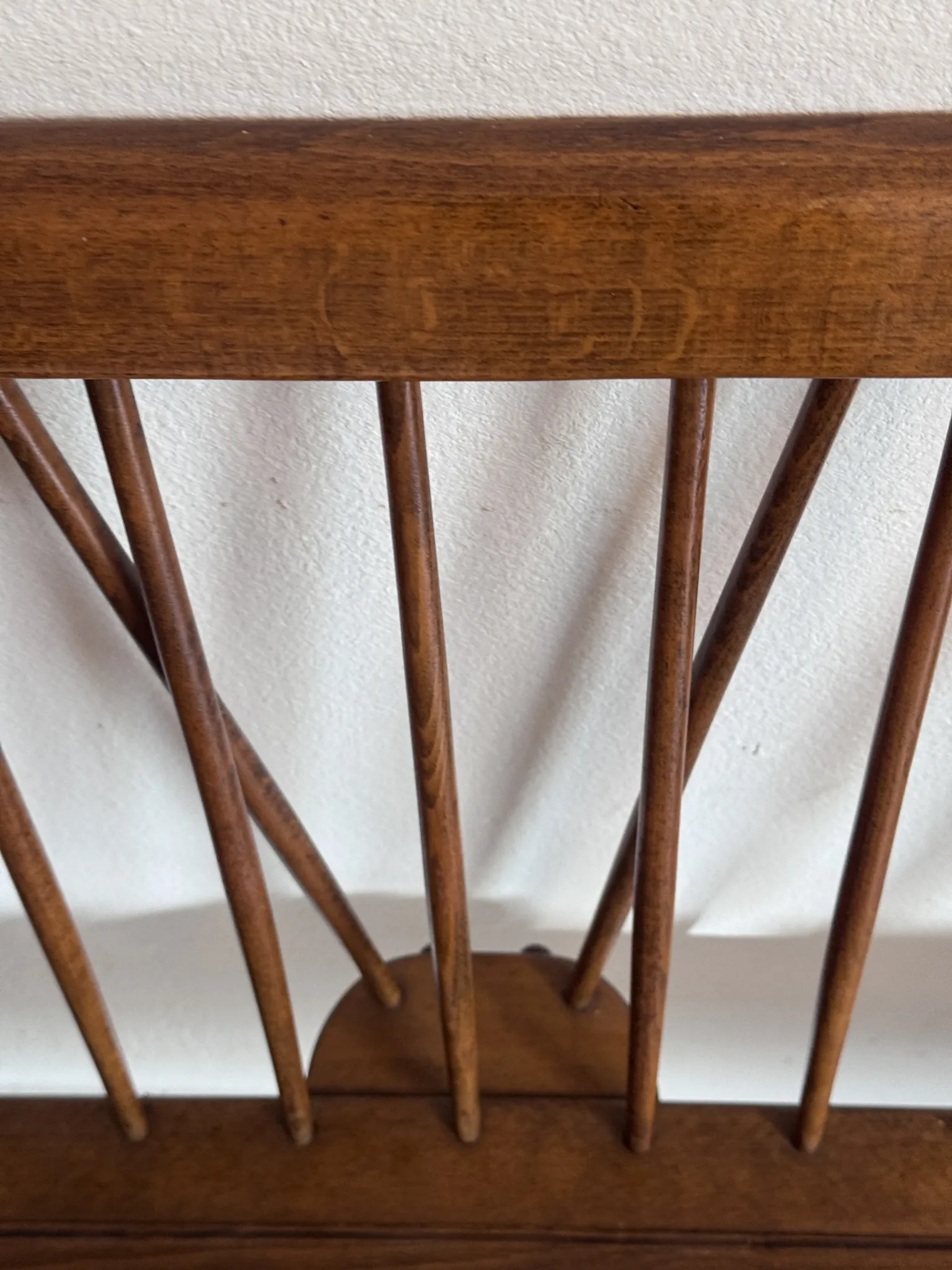 Vintage mid-century slatted bench from the 1960s.