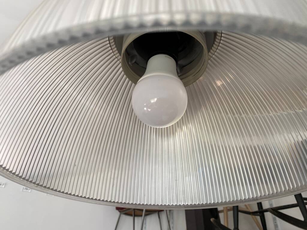 Industrial suspension aluminium body methacrylate diffuser vintage 70s