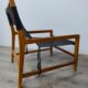 Leather and teak armchair