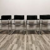Mid-century chromed leather chairs