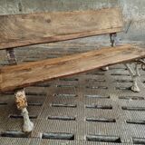 Antique garden bench oak on cast iron legs 125 cm