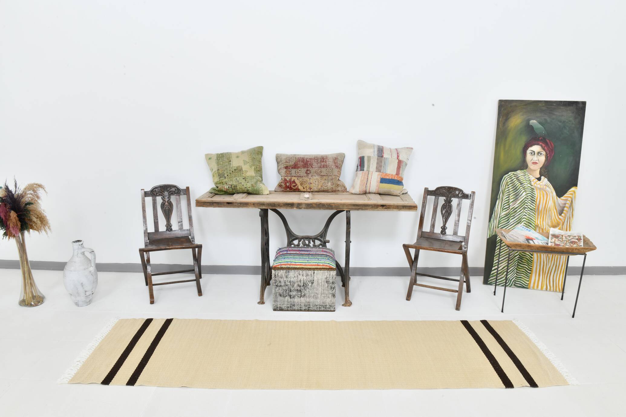 2x9 Handmade Hemp Runner Rug 75x282Cm