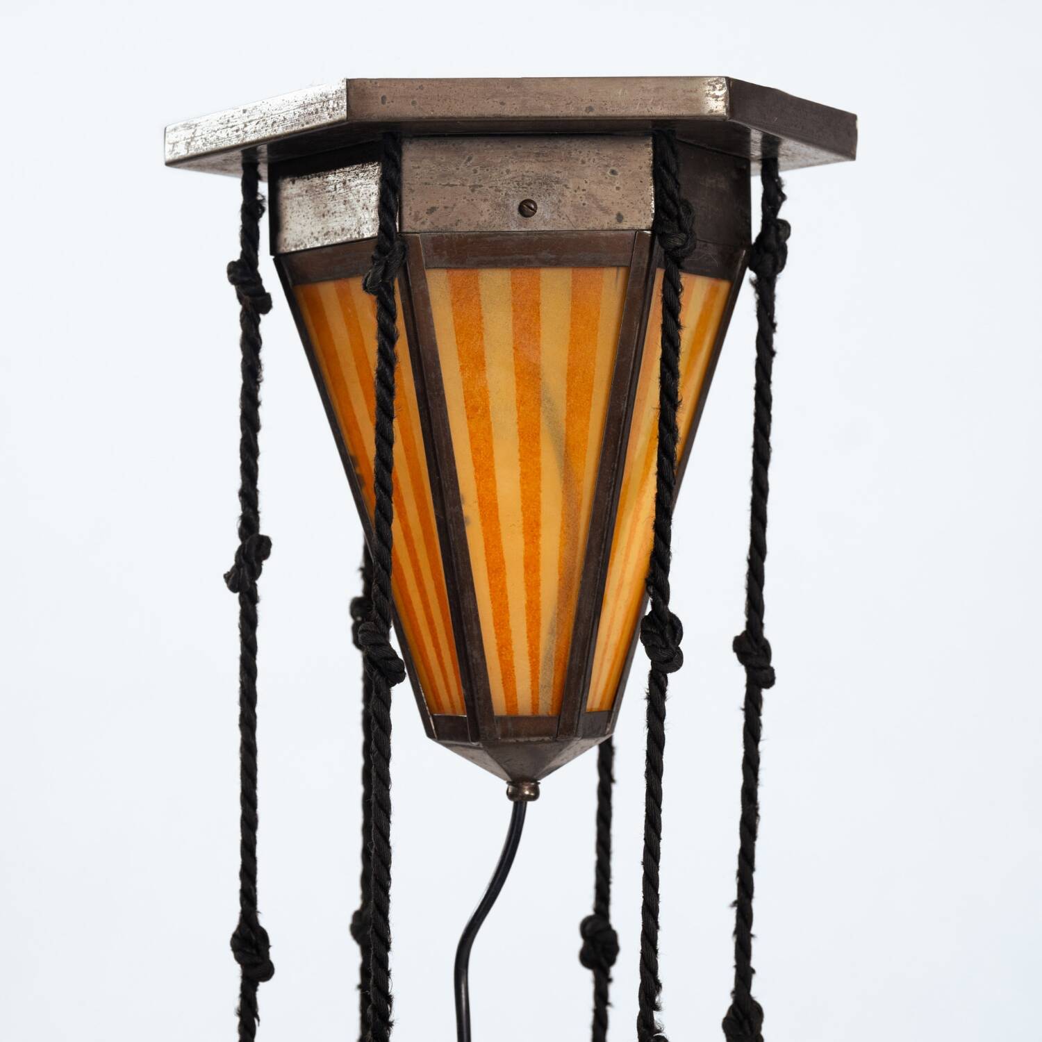 Art Deco Amsterdam school painted glass chandelier, the netherlands, 1930s