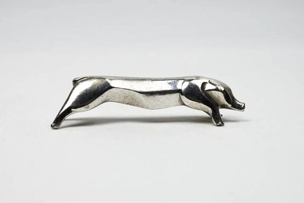 Paire de porte-couteaux lion & cochon Gallia Christofle, modèles Art Déco par Eugène Volynkine