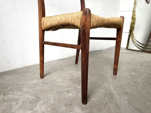 GS60 chair in exotic wood and straw, Arne Wahl Iversen, 1960s