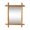 Patinated mirror with wooden frame imitating bamboo, 47 by 59 cm