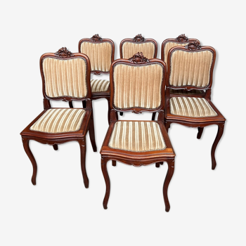 Ensemble de six chaises de style Rococo bois massif