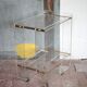 David Lange trolley, plexiglass and brass trolley, rolling bar, decoration