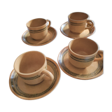 4 cups and saucers sarreguemine