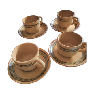 4 cups and saucers sarreguemine