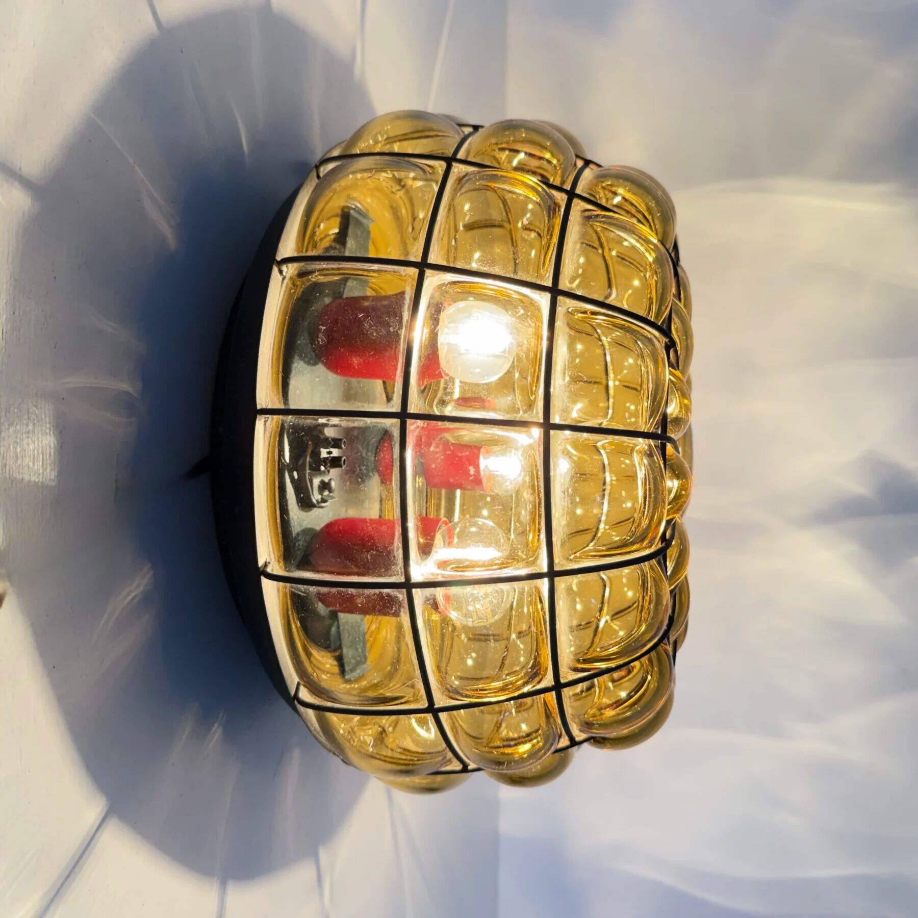 Venetian Murano caged glass flush mount with large bubbles, 1960s