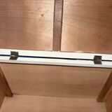 Vintage upholstered chest, white lacquered wooden structure, 1960s-70s