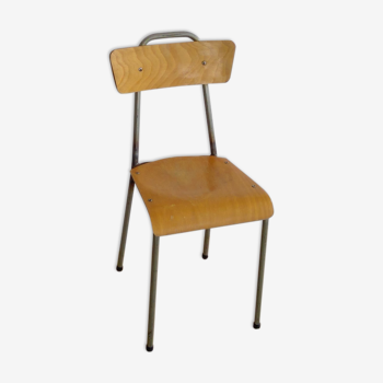 Chaise d'école maternelle vintage bois et métal