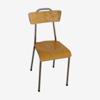 Vintage kindergarten chair in wood and metal