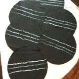 6 old linen placemats