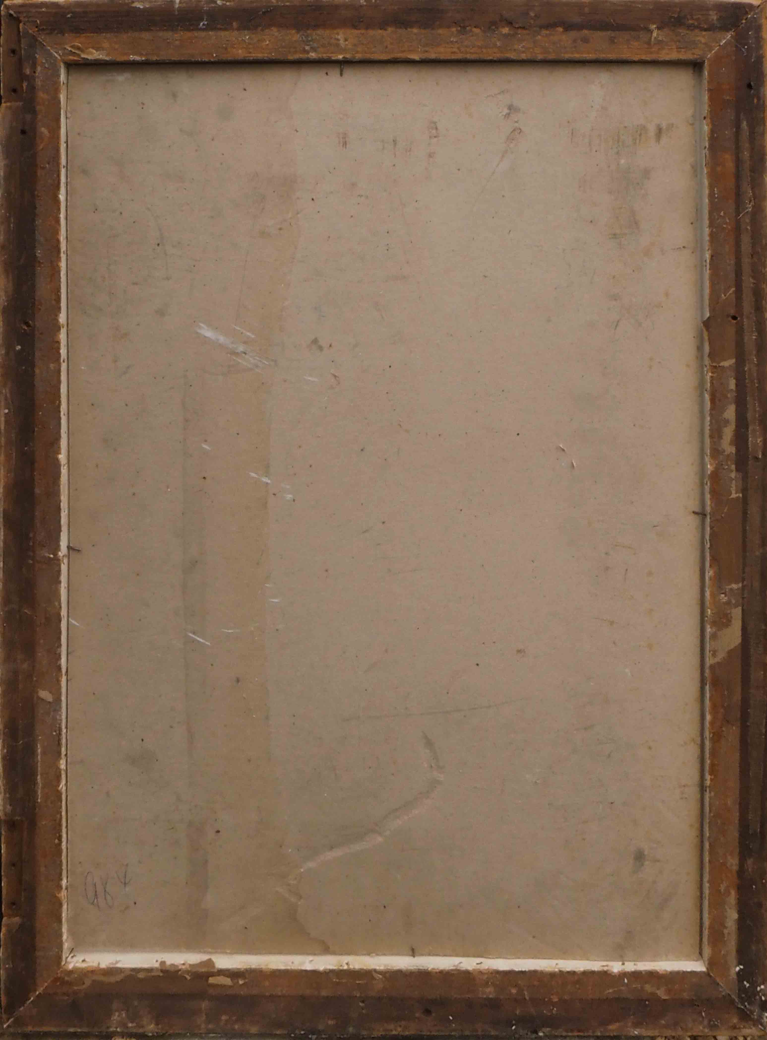 Tableau Scène de montagne avec personnages chasseur porteuse d'eau XIX°