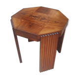 Octagonal side table in walnut veneer