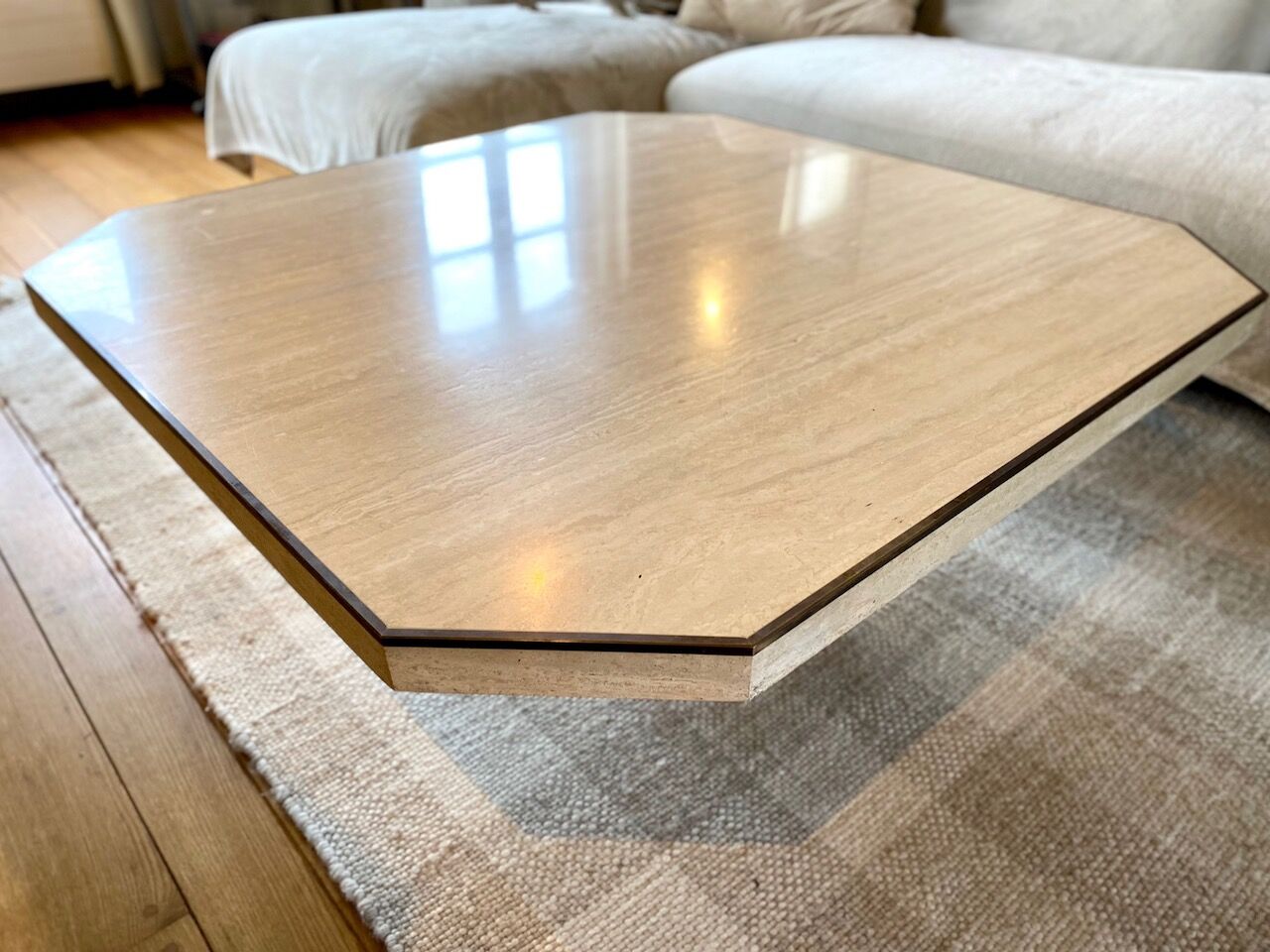 Travertine coffee table