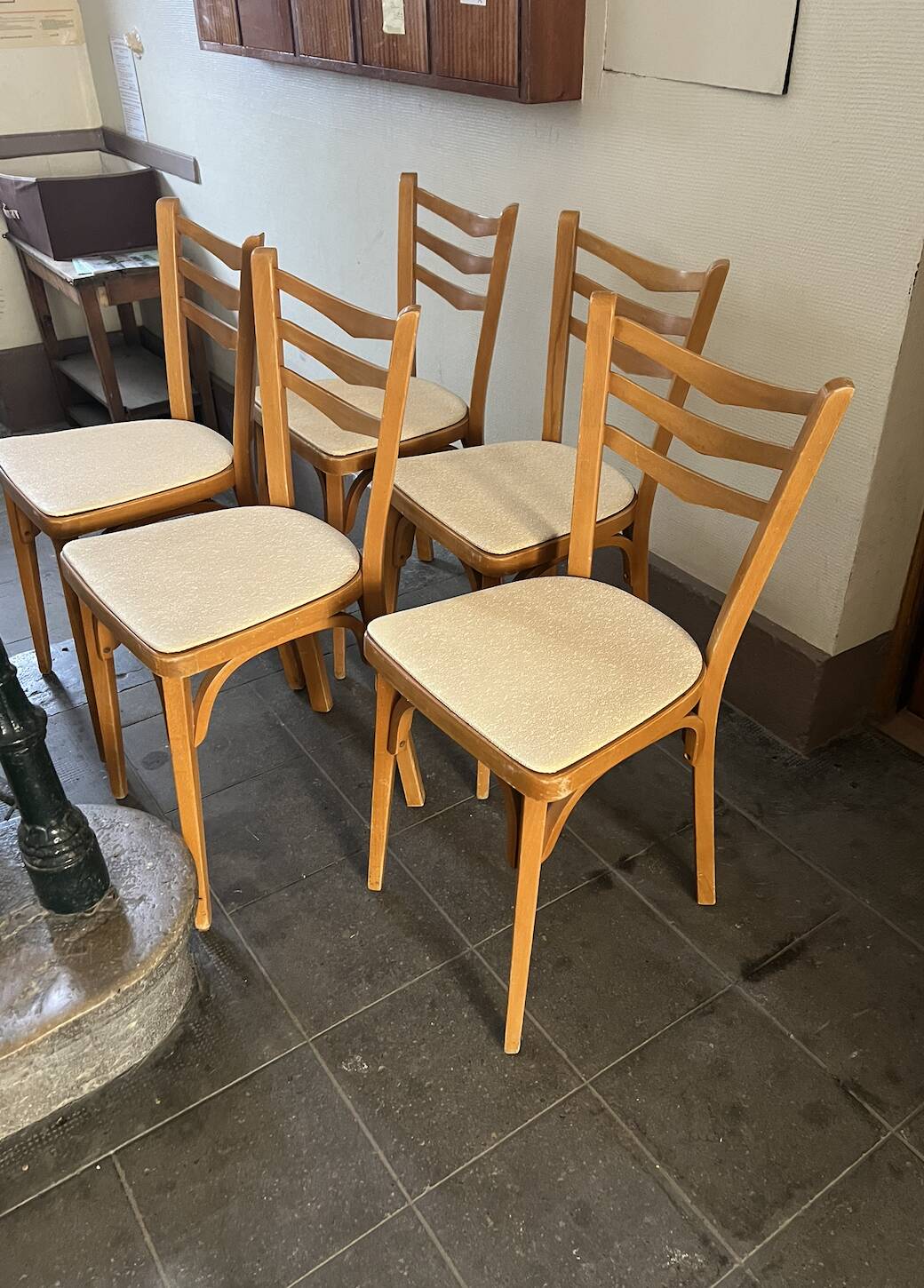 Chaises Baumann Bistrot Vintage Skaï Blanc