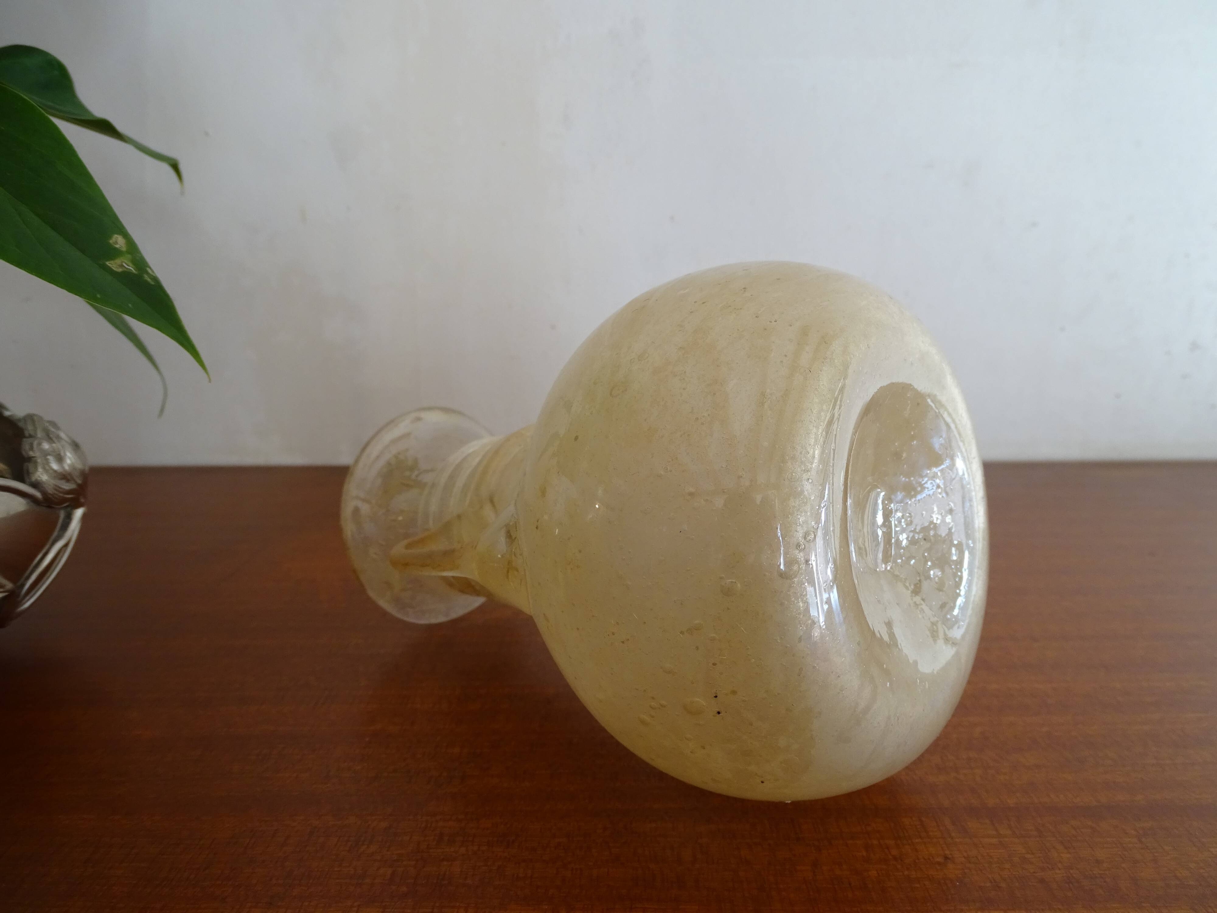 Vase with handle Scavo Seguso Vetri d'Arte iridescent glass Murano 1950