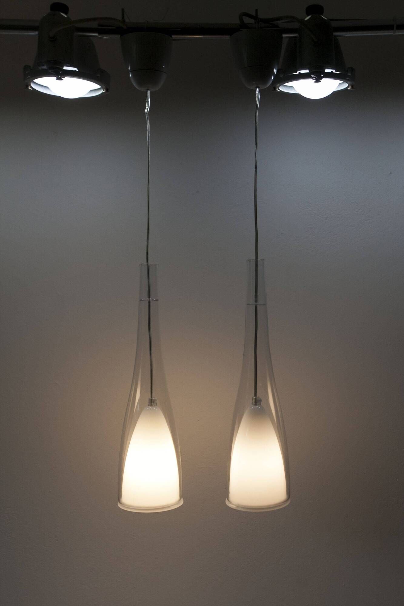 IKEA Klockspel 1980 pair of pendant lights cleaned and functional.