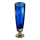 Riihimaki vase in blue glass with a colorless base