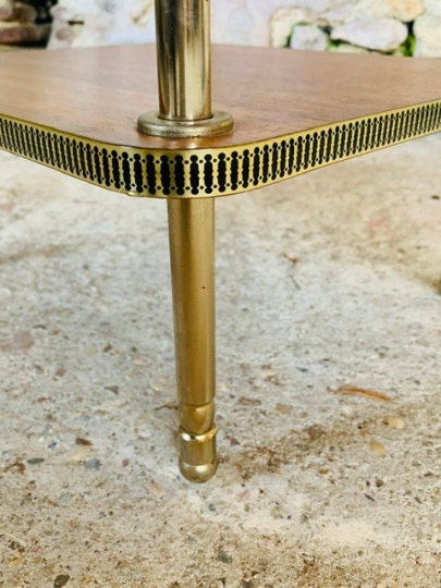 Three-shelf side table in teak and brass 60/70s