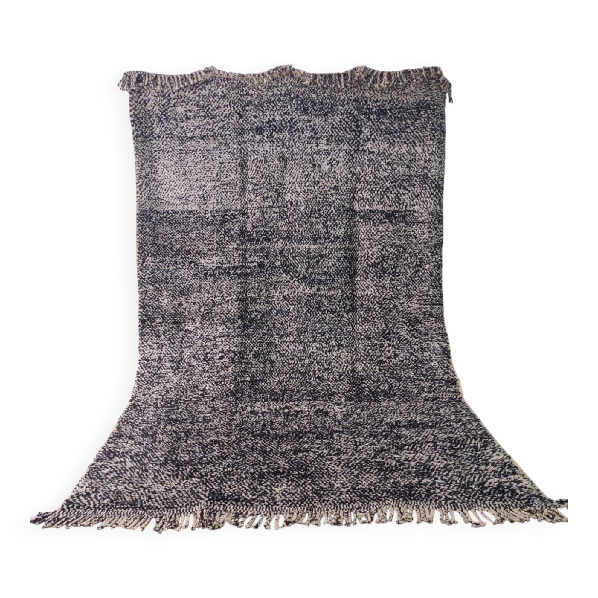 Large Black and Cream Beni Ourain Style Wool Rug 300x200cm