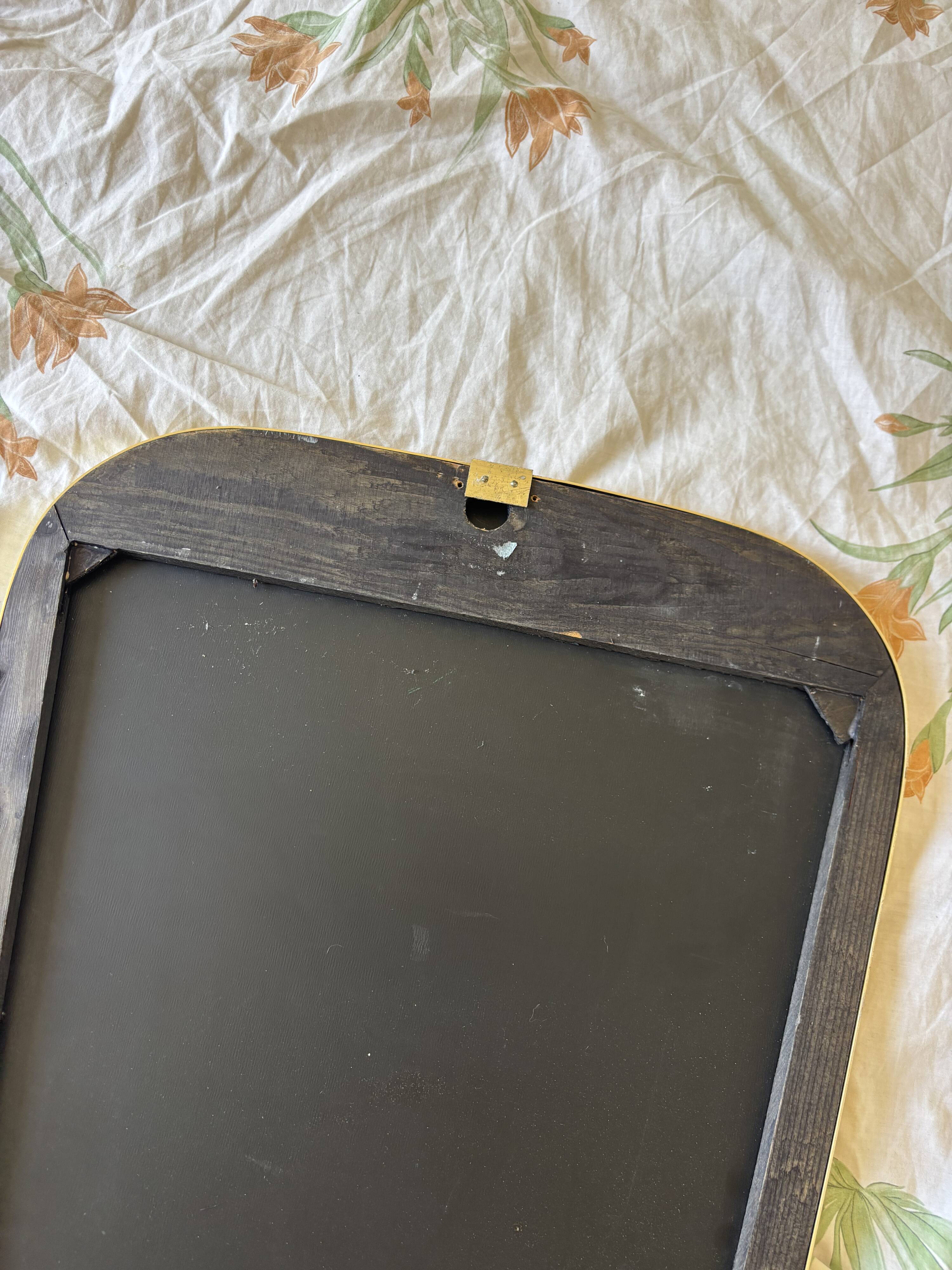 Miroir vintage 1960 rétroviseur asymétrique doré noir - 73 x 39 cm