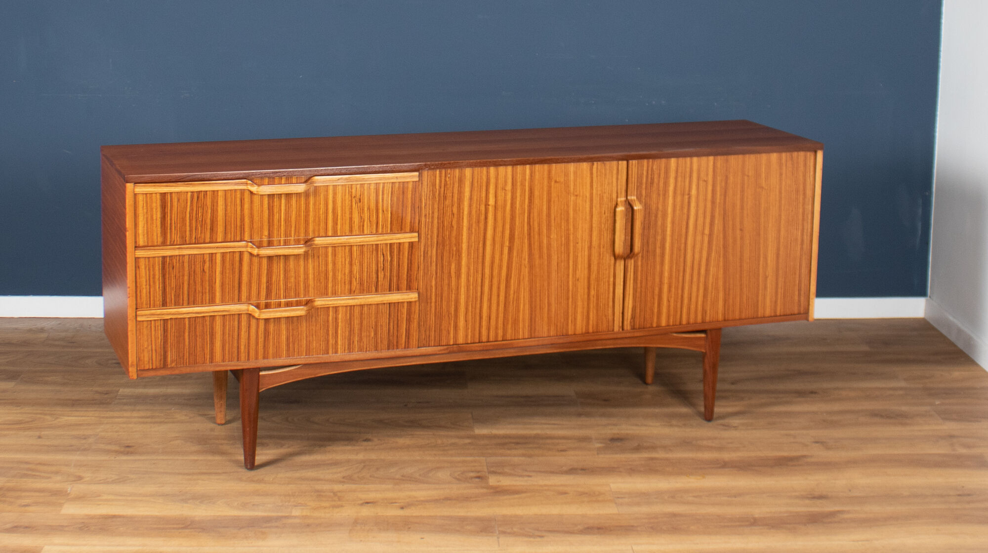 Retro teak zebrano 1960s long elliots of newbury eon mid century sideboard