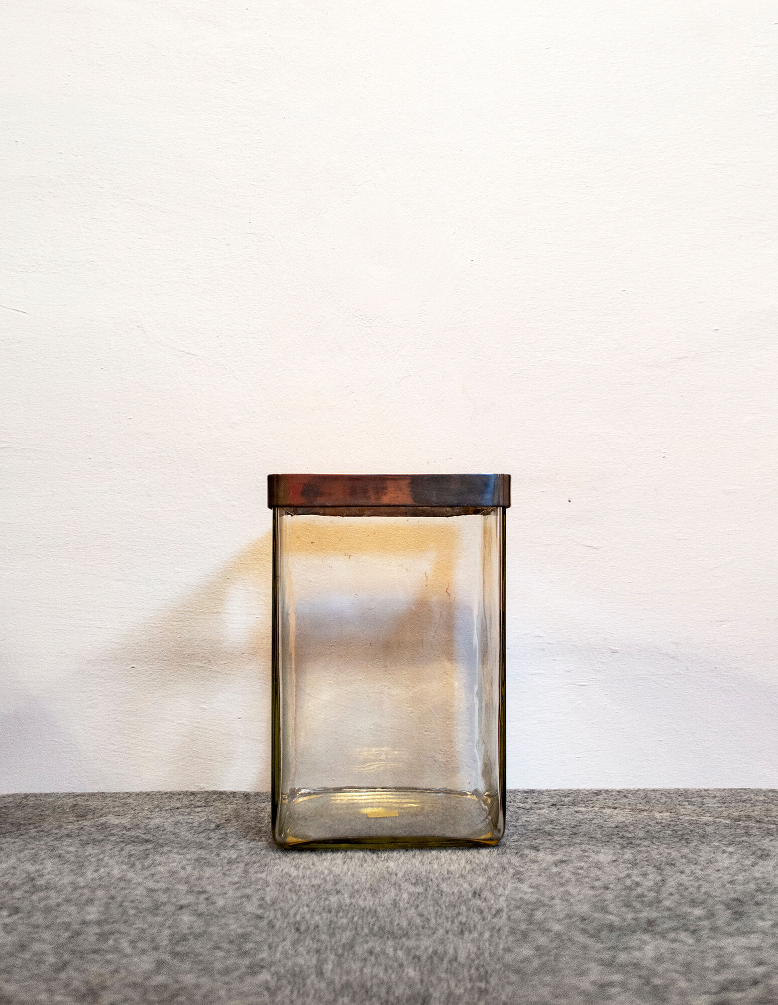 Glass vase with gilded metal frame Italy 70s