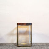 Vase en verre avec cadre en métal doré Italie années 70
