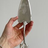 White metal cake server ginkgo