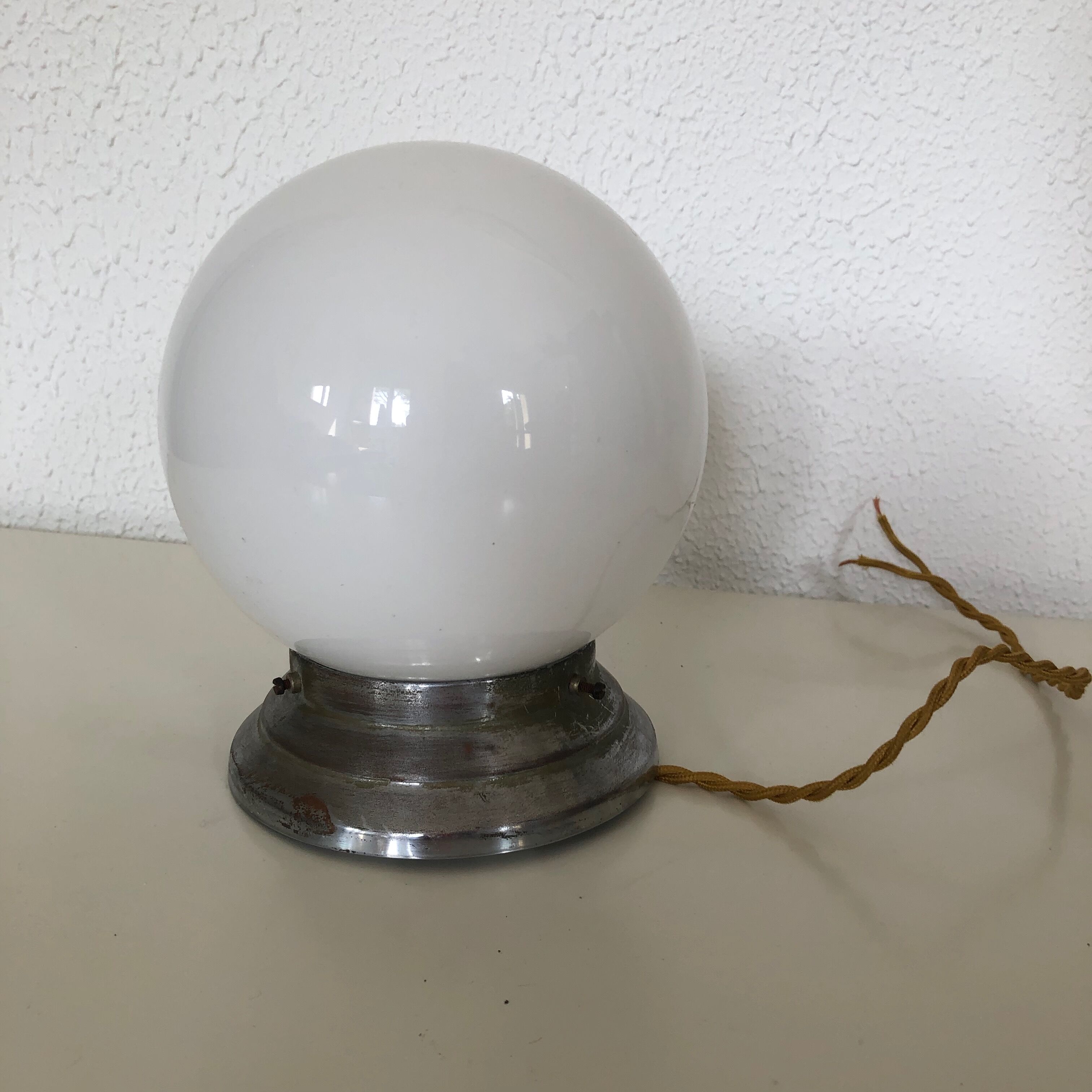 Globe shape wall sconce in opaline design vintage 1930