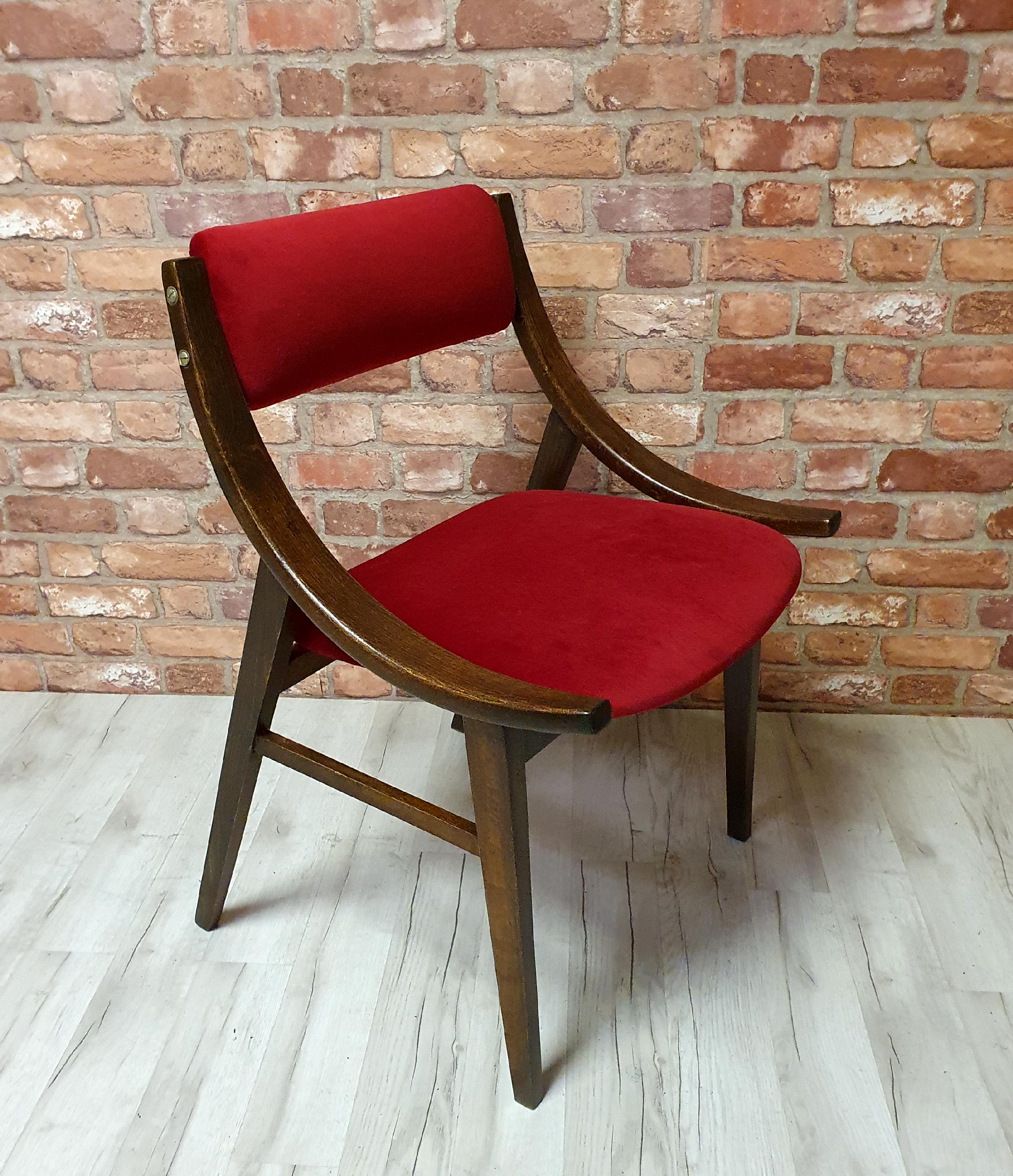 Chair GFM-57 "Jumper" designed by J. Kędziorek, Poland 1960s, red