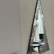 Vintage Big Triangular Wall Mounted Mirror with Beveled Decoration