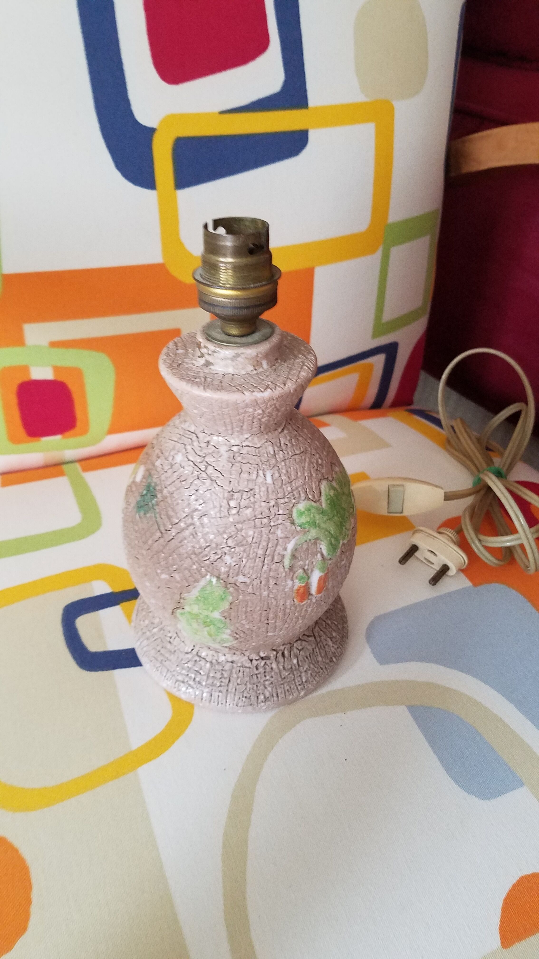 Bedside lamp in vintage earthenware