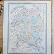 Russia, old map, printed in 1852.