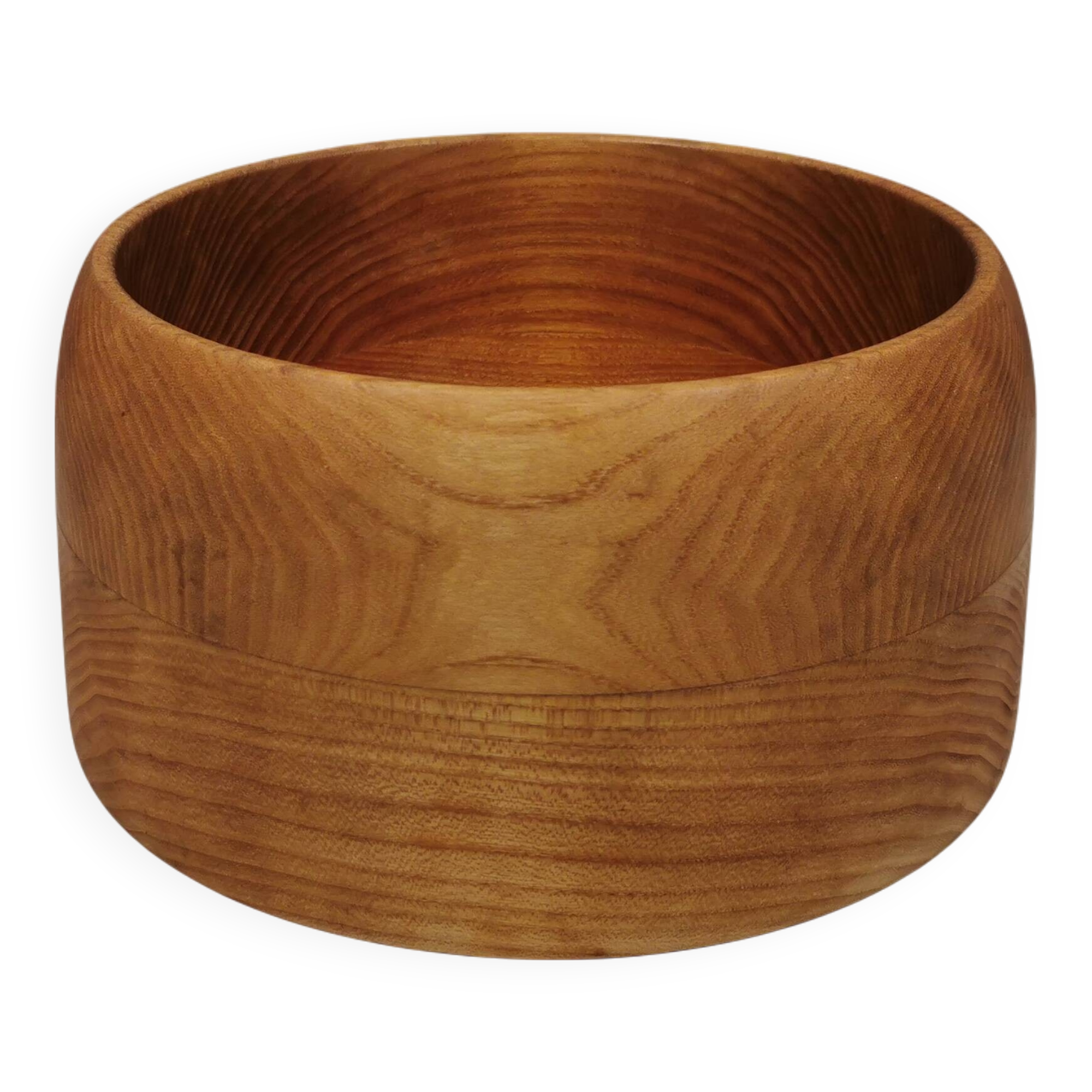 Grand bol danois en bois de frêne tourné années 1970.