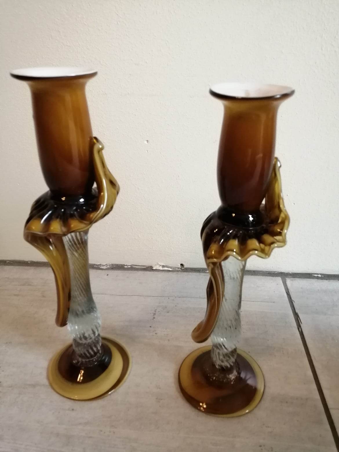 Pair of murano candle holders