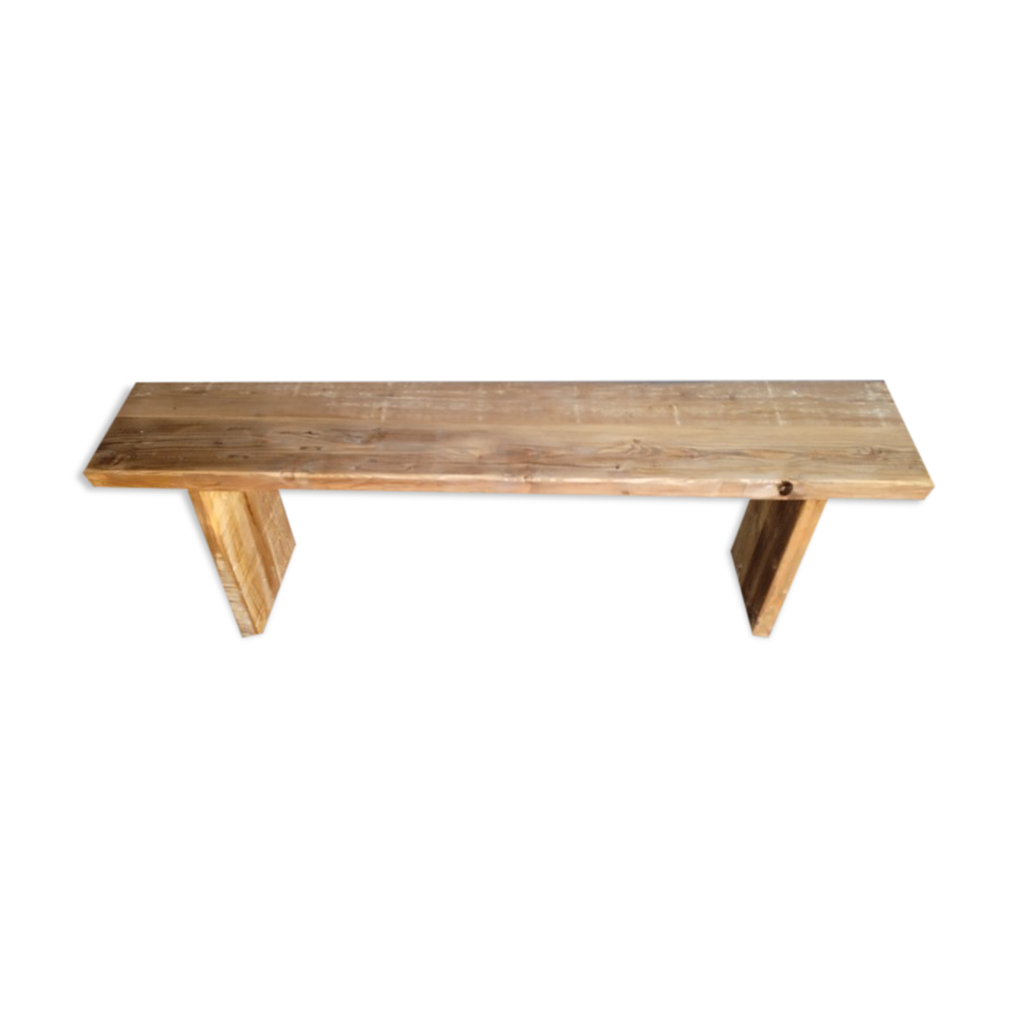 Old patinated solid wood bench 140cm