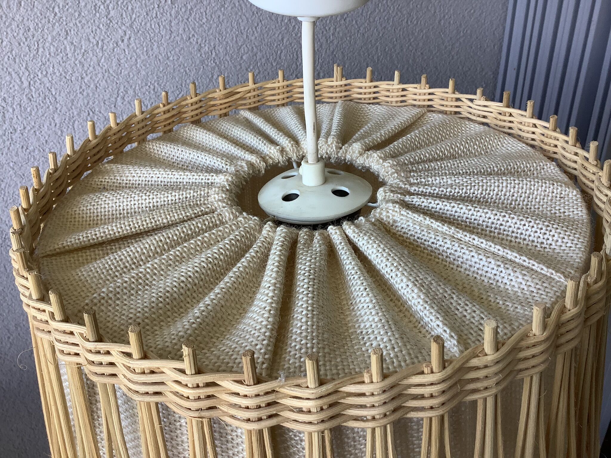 Boho chic rattan and burlap pendant light