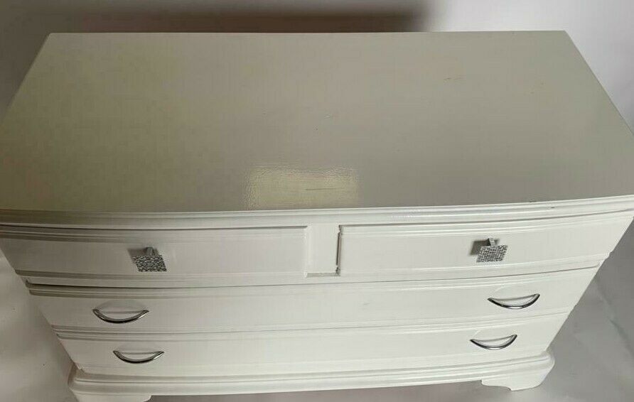 Chest of drawers 4 drawers relooke patina lacque metal buttons