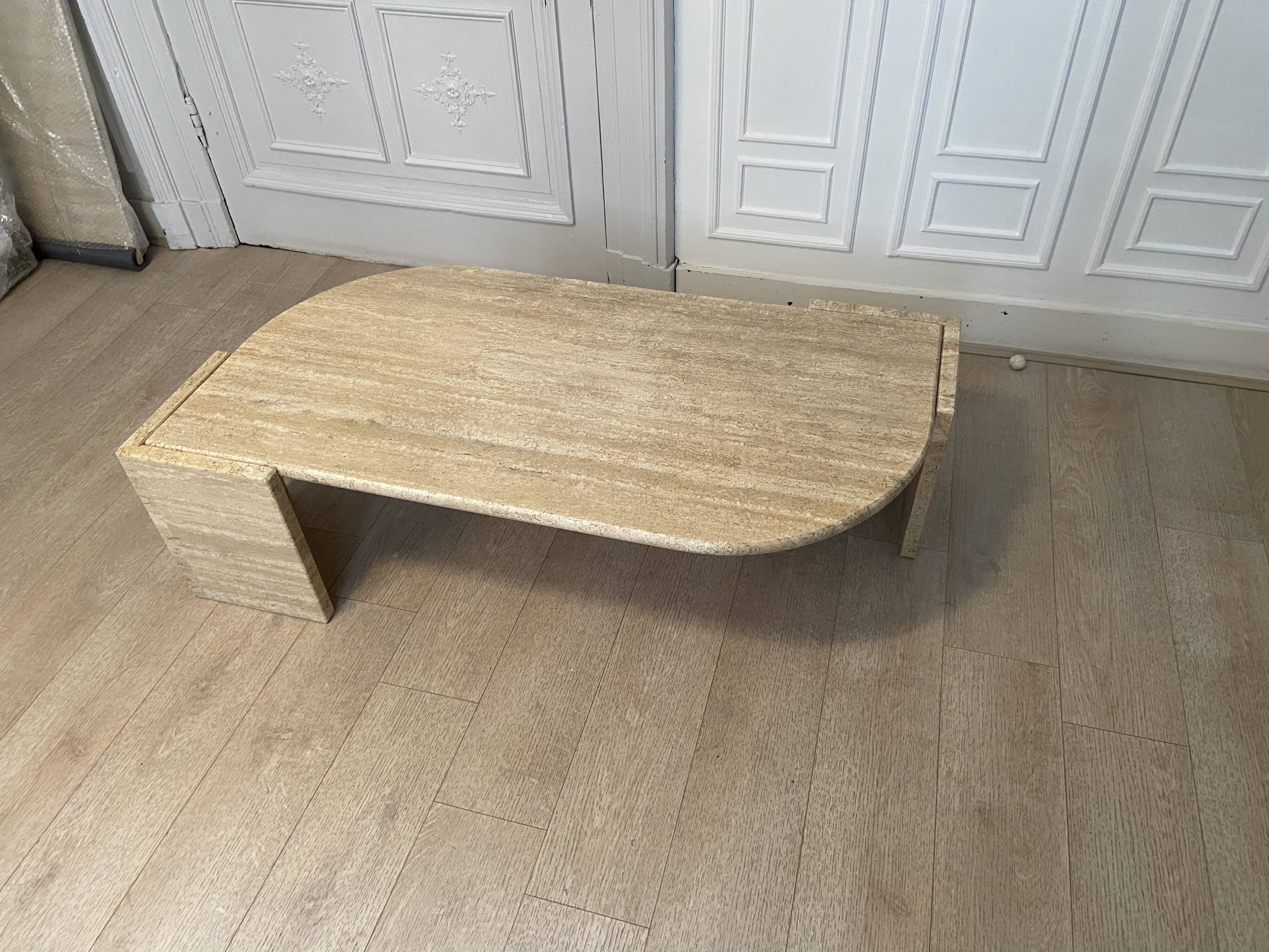 Drop of water coffee table in travertine, 1970