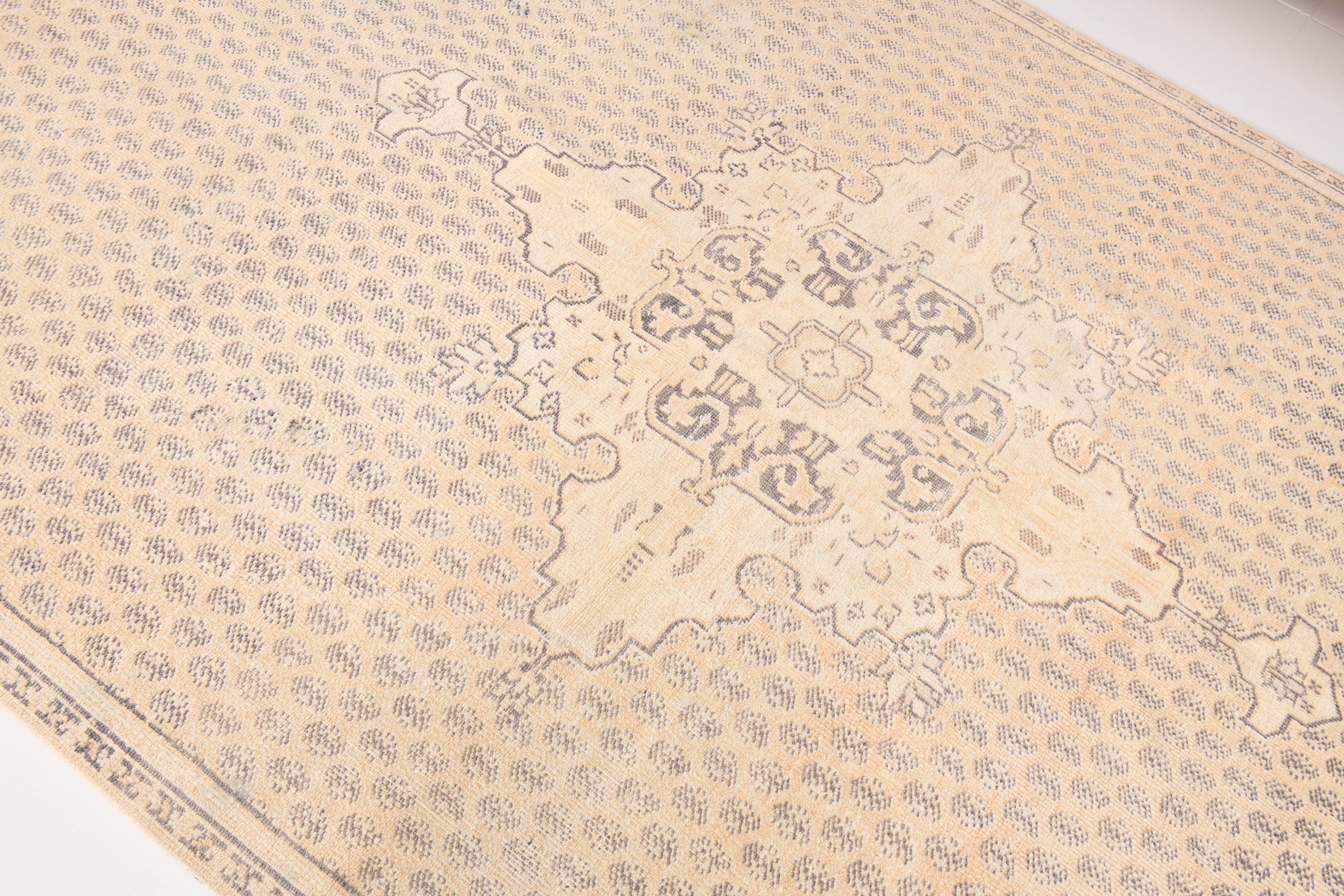 6x8 Vintage Cream & Black Oriental Persian Rug, 176x259Cm