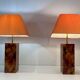Pair of Plexiglass Lamps Imitating Tortoiseshell, French Work,