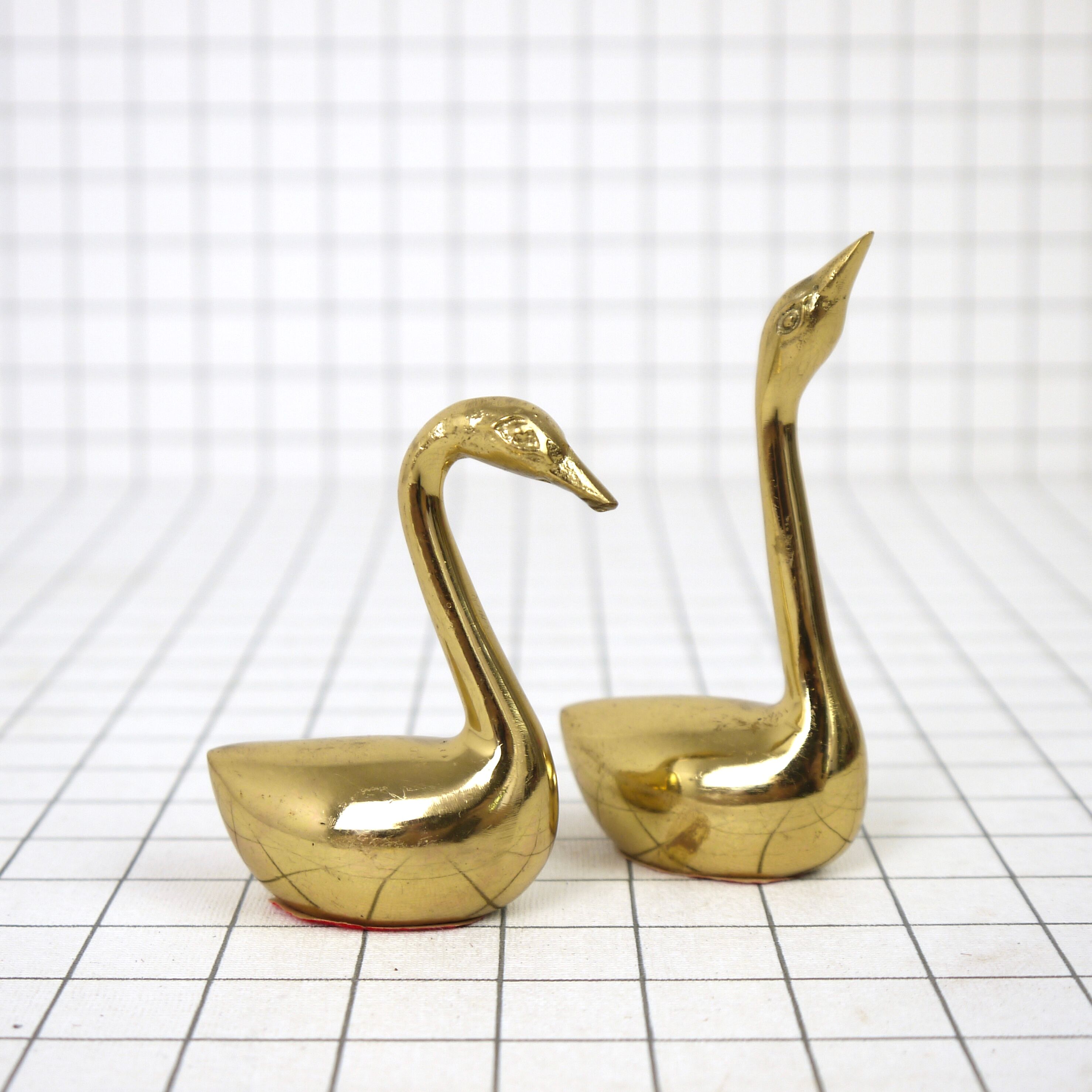 Pair of swans brass