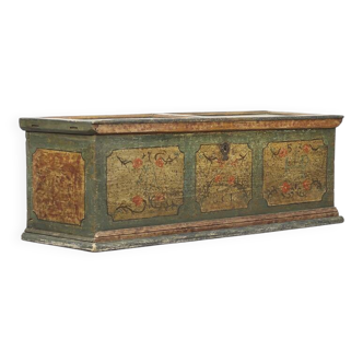 Antique Folk Art Painted Bridal Chest 1753